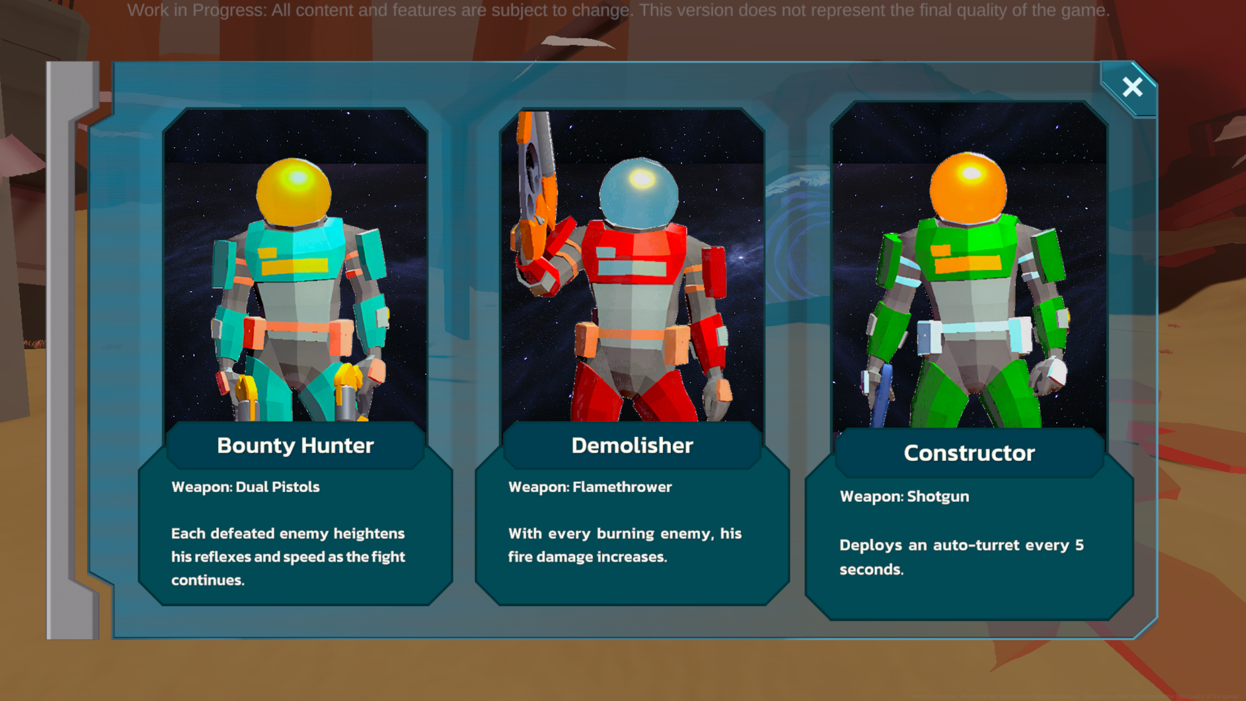Character selection screen
